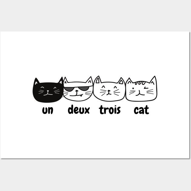 French cats cute un deux trois cat counting cats Wall Art by From Mars